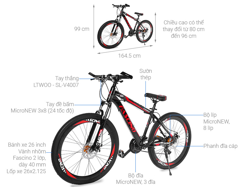 Xe Đạp Địa Hình MTB Fascino W600X 26 inch