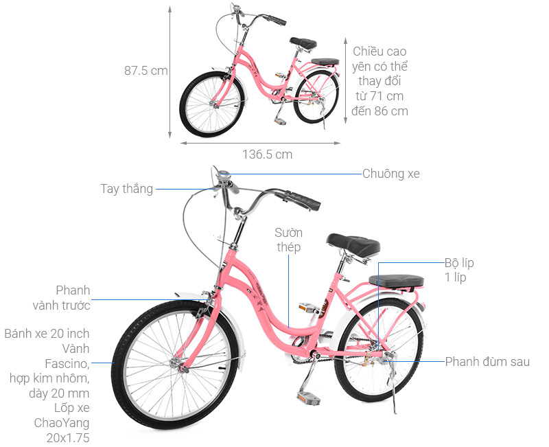 Xe Đạp Trẻ Em City Fascino FM20 20 inch