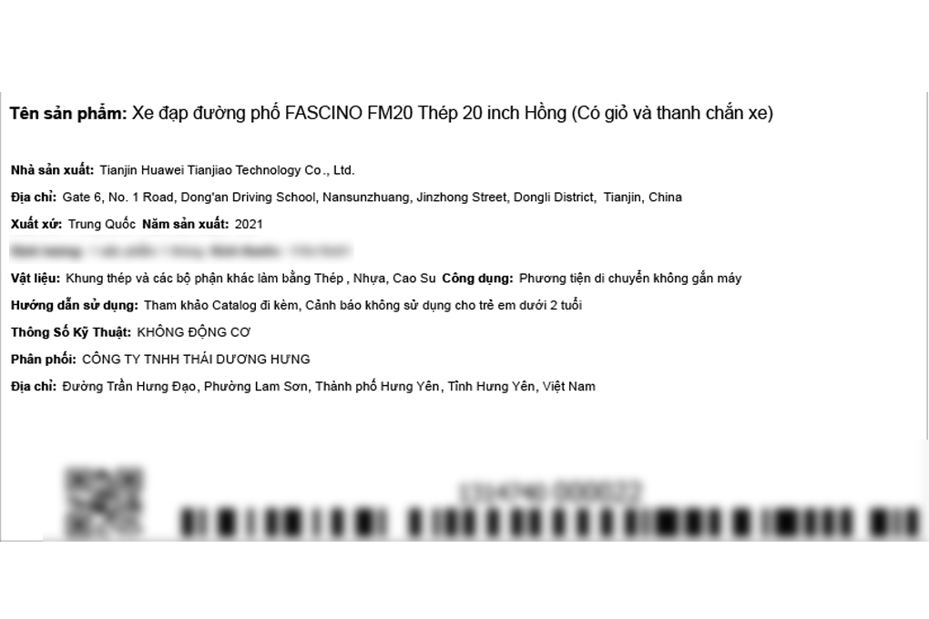 Xe Đạp Trẻ Em City Fascino FM20 20 inch Màu Hồng