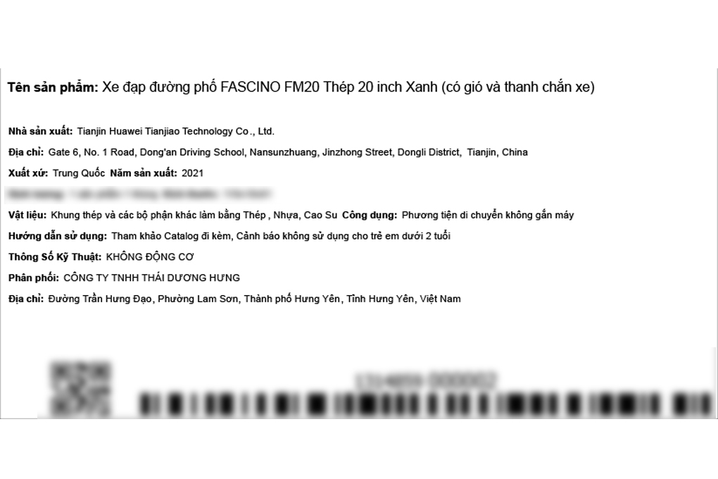 Xe Đạp Trẻ Em City Fascino FM20 20 inch Màu Xanh Dương