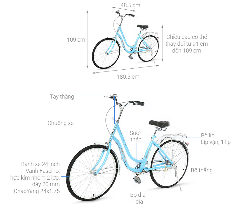 Xe Đạp Đường Phố City Fascino FM24 24 inch