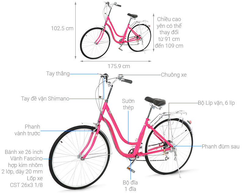 Xe Đạp Đường Phố City Fascino FD26 26 inch