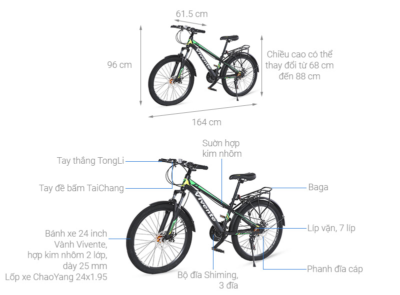 Xe Đạp Địa Hình MTB Vivente 24F1 24 inch