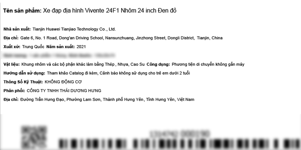 Xe Đạp Địa Hình MTB Vivente 24F1 24 inch