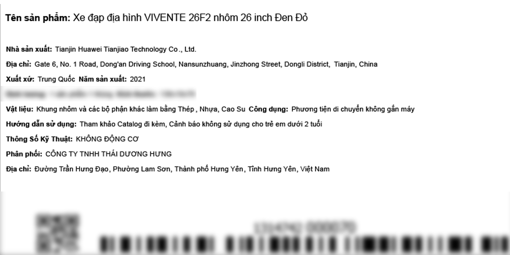 Xe Đạp Địa Hình MTB Vivente 26F2 26 inch Màu Đỏ