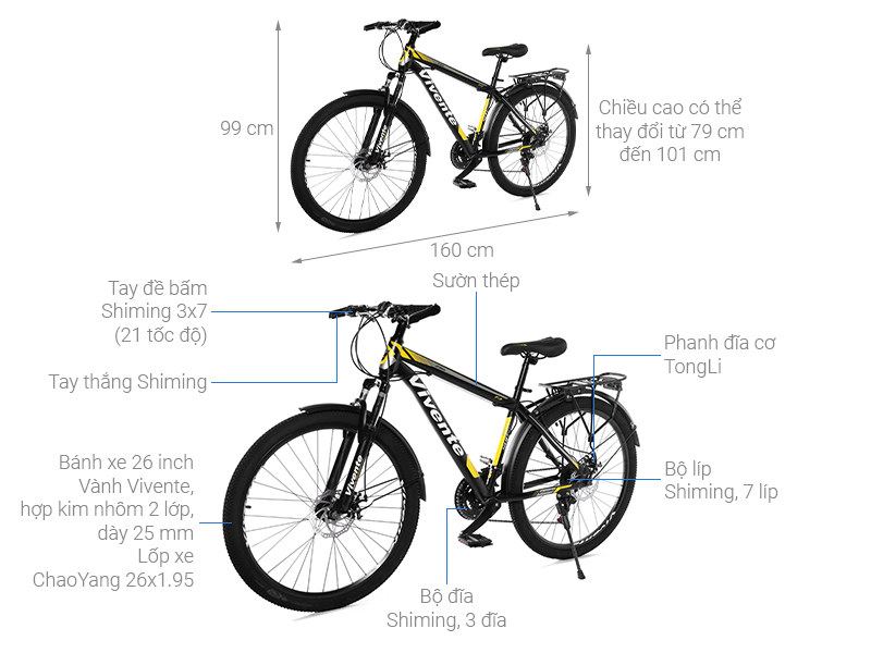 Xe Đạp Địa Hình MTB Vivente 26F3 26 inch