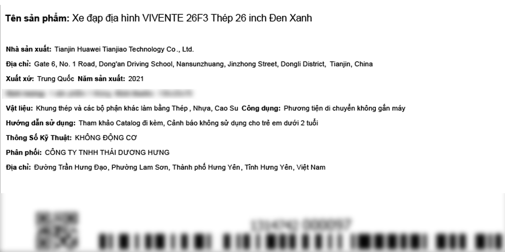 Xe Đạp Địa Hình MTB Vivente 26F3 26 inch