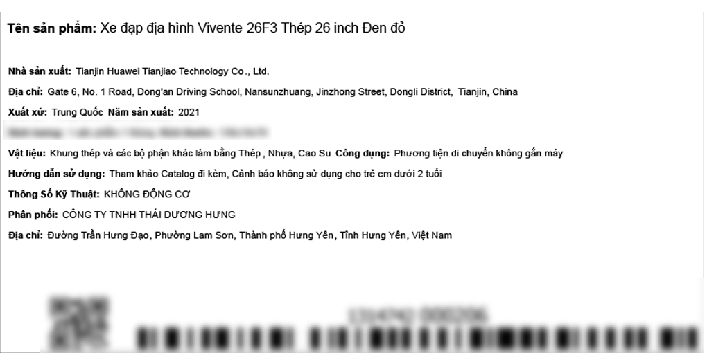 Xe Đạp Địa Hình MTB Vivente 26F3 26 inch