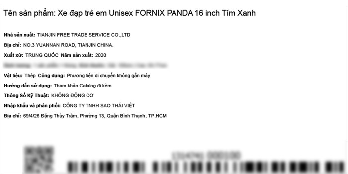 Xe Đạp Trẻ Em Fornix Panda 16 inch Màu Xanh Dương