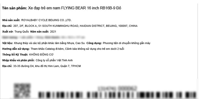 Xe Đạp Trẻ Em Royal Baby Flying Bear RB16B-9 16 inch Màu Đỏ