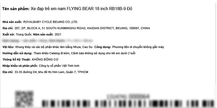 Xe Đạp Trẻ Em Royal Baby Flying Bear RB18B-9 18 inch Màu Đỏ