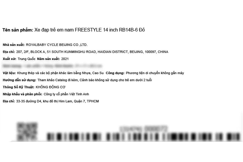 Xe Đạp Trẻ Em Royal Baby Freestyle RB14B-6 14 inch Màu Đỏ