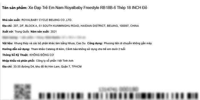 Xe Đạp Trẻ Em Royal Baby Freestyle RB18B-6 18 inch Màu Đỏ