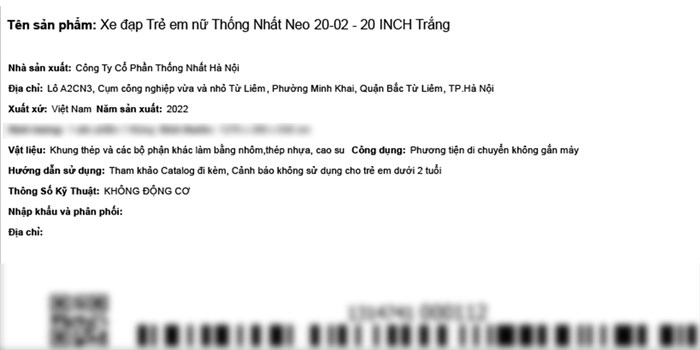 Xe Đạp Trẻ Em Thống Nhất Neo 20-02 20 inch Màu Trắng