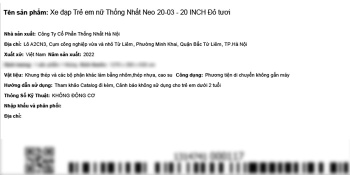 Xe Đạp Trẻ Em Thống Nhất Neo 20-03 20 inch Màu Đỏ