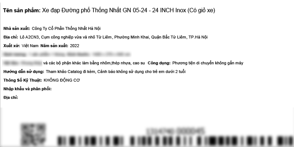 Xe Đạp Đường Phố City Thống Nhất GN 05-24 24 inch