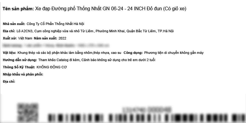 Xe Đạp Đường Phố City Thống Nhất GN 06-24 24 inch