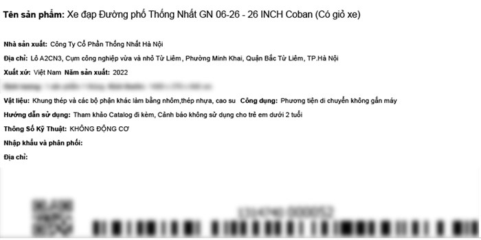 Xe Đạp Đường Phố City Thống Nhất GN 06-26 26 inch Màu Xanh Dương