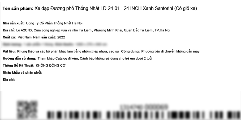 Xe Đạp Đường Phố City Thống Nhất LD 24-01 24 inch