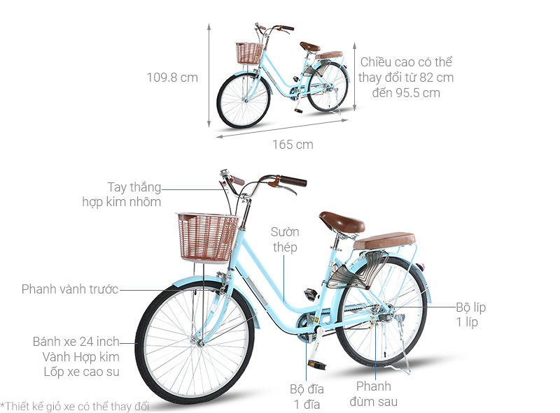 Xe Đạp Đường Phố City Thống Nhất LD 24-02 24 inch