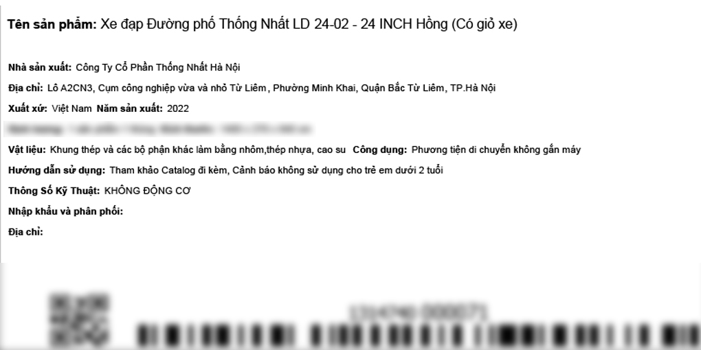 Xe Đạp Đường Phố City Thống Nhất LD 24-02 24 inch Màu Hồng