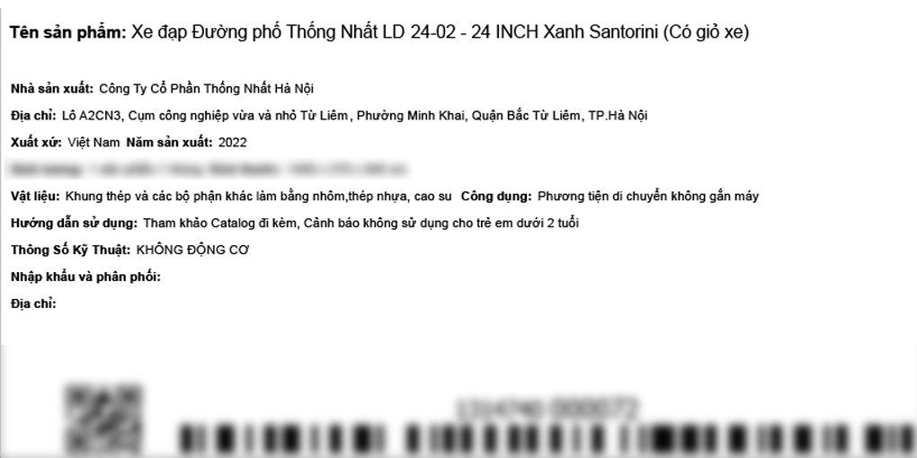 Xe Đạp Đường Phố City Thống Nhất LD 24-02 24 inch Màu Xanh