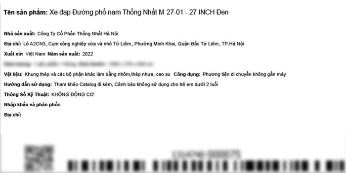 Xe Đạp Đường Phố Touring Thống Nhất M 27-01 27 inch