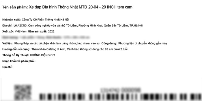 Xe Đạp Trẻ Em Thống Nhất MTB 20-04 20 inch Màu Cam