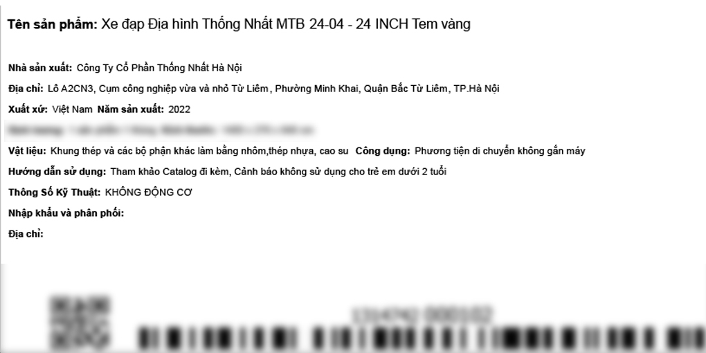 Xe Đạp Địa Hình MTB Thống Nhất 24-04 24 inch Màu Vàng