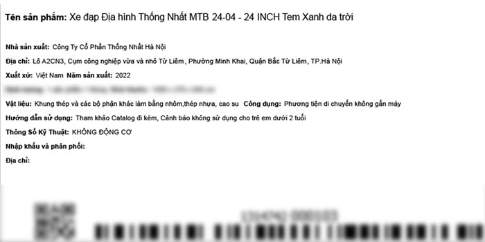 Xe Đạp Địa Hình MTB Thống Nhất 24-04 24 inch Màu Xanh Dương