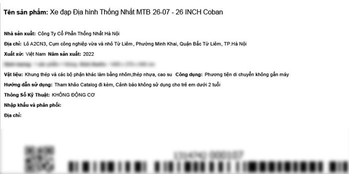 Xe Đạp Địa Hình MTB Thống Nhất 26-07 26 inch