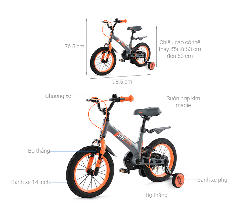 Xe Đạp Trẻ Em Stitch HurriCane JS101-14 14 inch