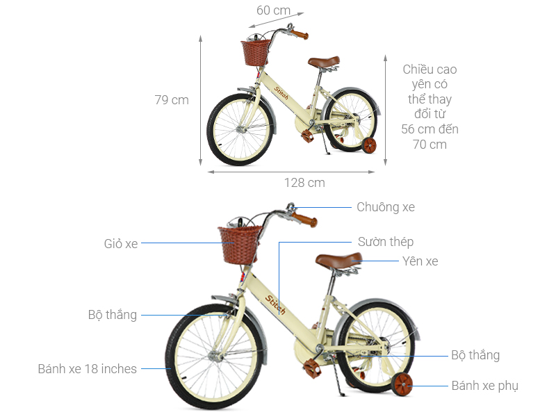 Xe Đạp Trẻ Em Stitch Forest Princess JK906-18 18 inch