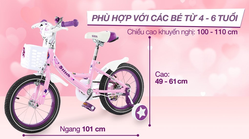 Xe Đạp Trẻ Em Stitch British Girl JY909-14 14 inch