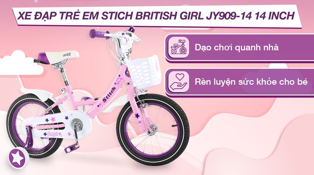 Xe Đạp Trẻ Em Stitch British Girl JY909-14 14 inch