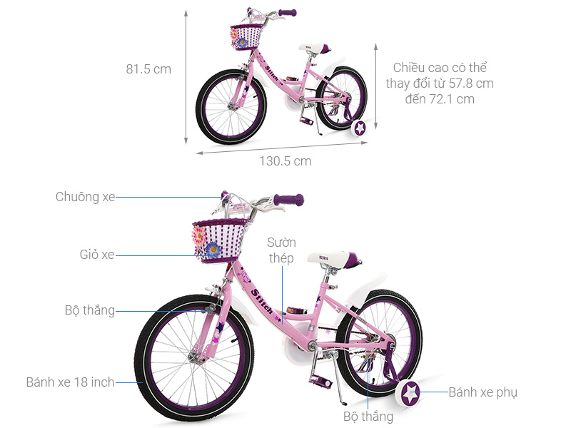 Xe Đạp Trẻ Em Stitch British Girl JK909-18 18 inch