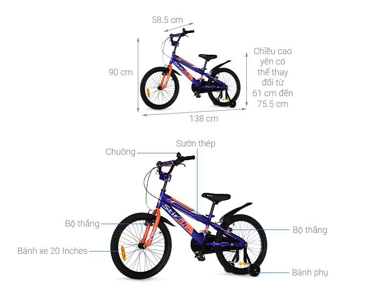 Xe Đạp Trẻ Em Stitch Warrior JK907-20 20 inch