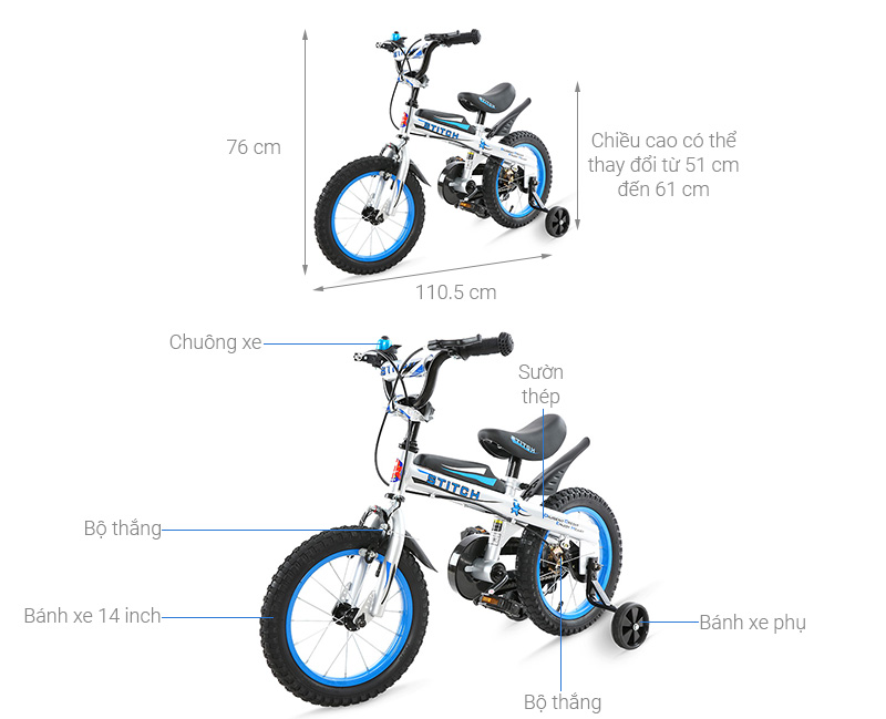 Xe Đạp Trẻ Em Stitch Knight JY903-14 14 inch