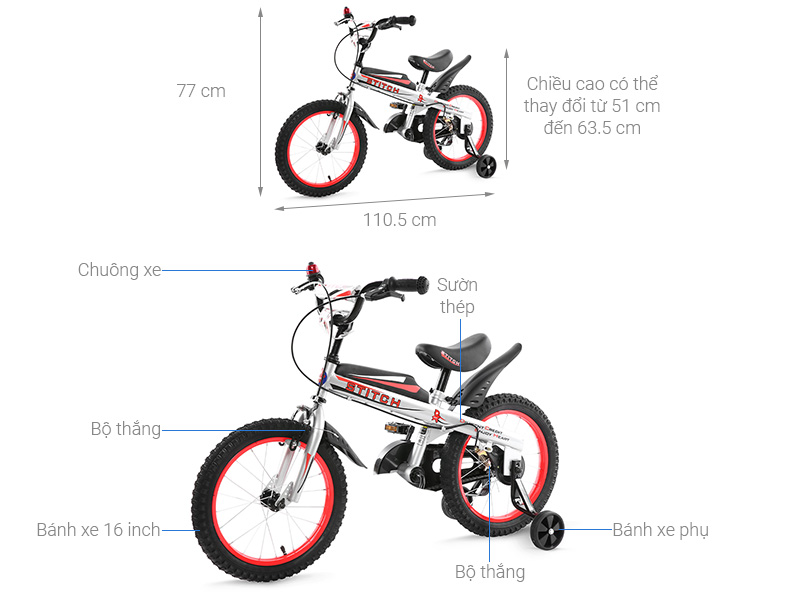 Xe Đạp Trẻ Em Stitch Knight JY903-16 16 inch