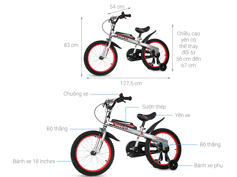 Xe Đạp Trẻ Em Stitch Knight JK903-18 18 inch