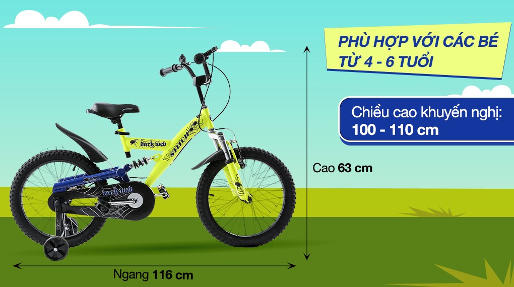 Xe Đạp Trẻ Em Stitch Spider King JY912-16 16 inch
