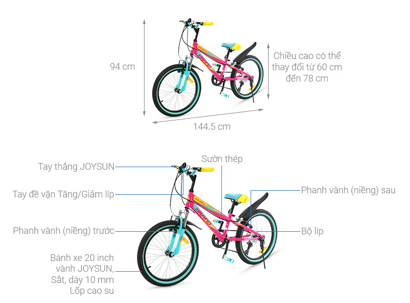 Xe Đạp Trẻ Em Stitch Rainbow Candy JK911-20 20 inch