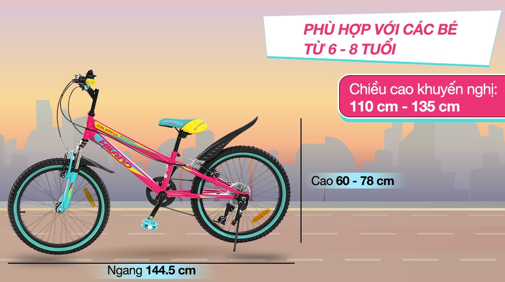 Xe Đạp Trẻ Em Stitch Rainbow Candy JK911-20 20 inch