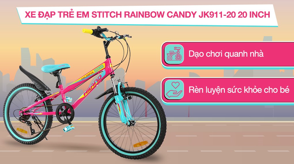 Xe Đạp Trẻ Em Stitch Rainbow Candy JK911-20 20 inch