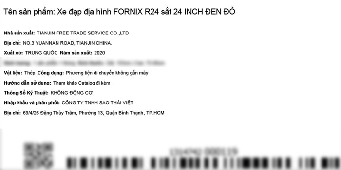 Xe Đạp Địa Hình MTB Fornix R24 24 inch Màu Đen - Đỏ