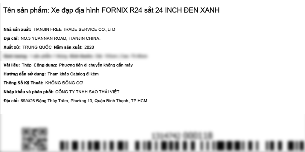Xe Đạp Địa Hình MTB Fornix R24 24 inch Màu Đen - xanh dương