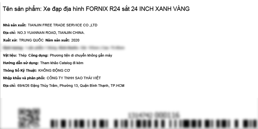 Xe Đạp Địa Hình MTB Fornix R24 24 inch Màu Xanh Dương