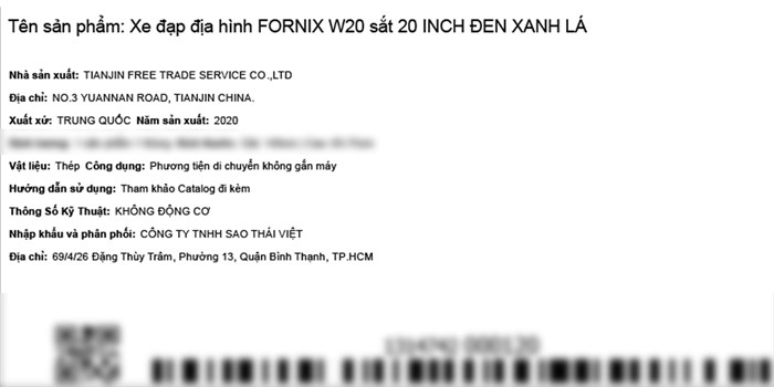 Xe Đạp Trẻ Em Fornix W20 20 inch Màu Đen - Xanh lá