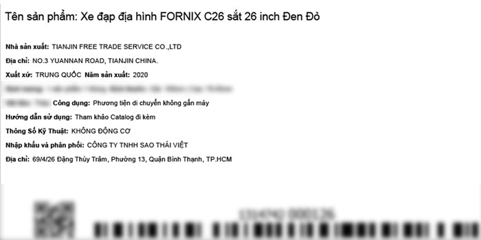 Xe đạp địa hình MTB Fornix C26 26 inch Màu Đen - Đỏ