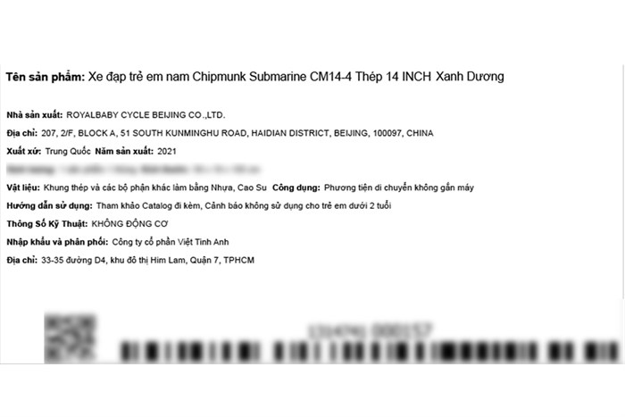 Xe Đạp Trẻ Em Chipmunk Submarine CM14-4 14 inch Màu Xanh